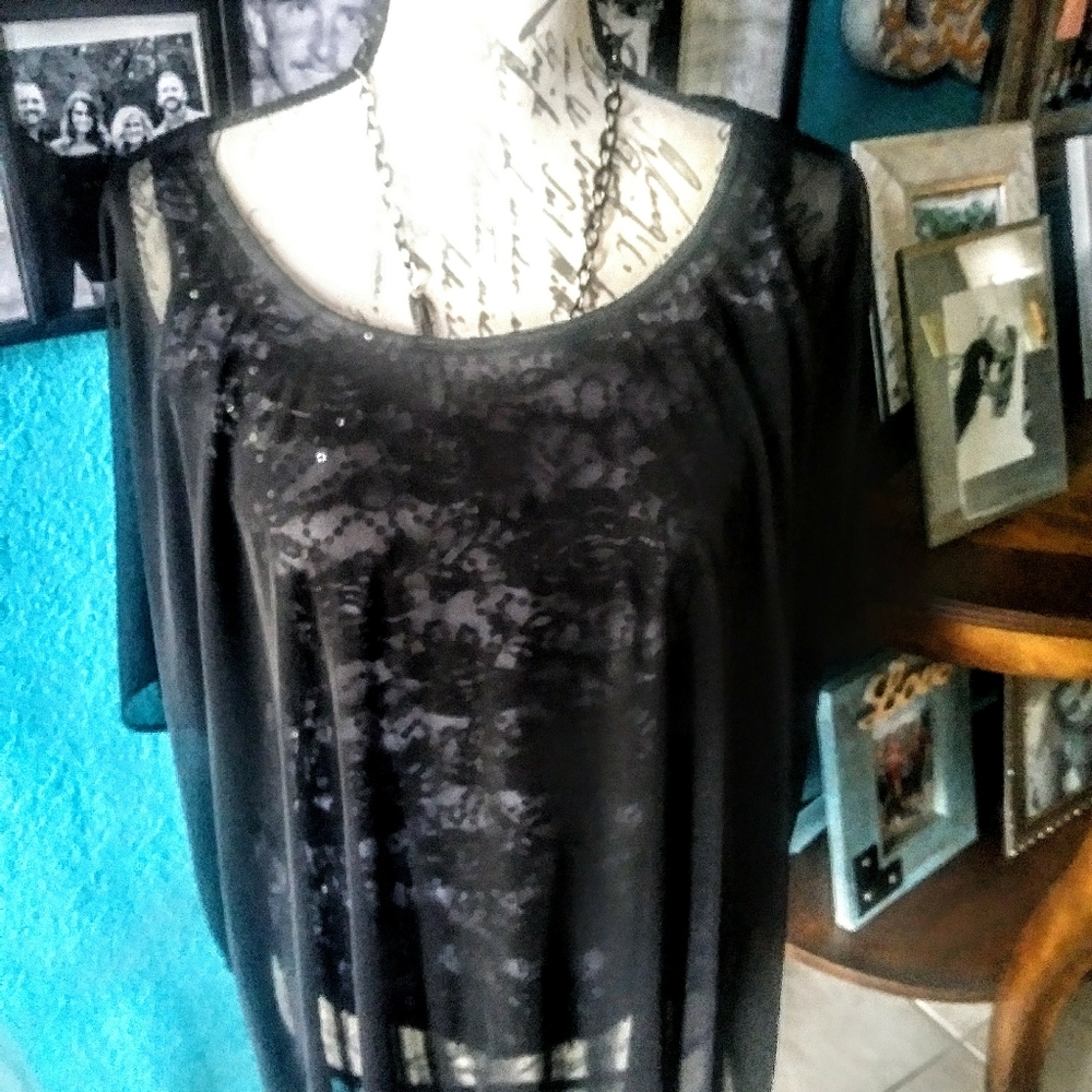 Lace and over top sheer one piece